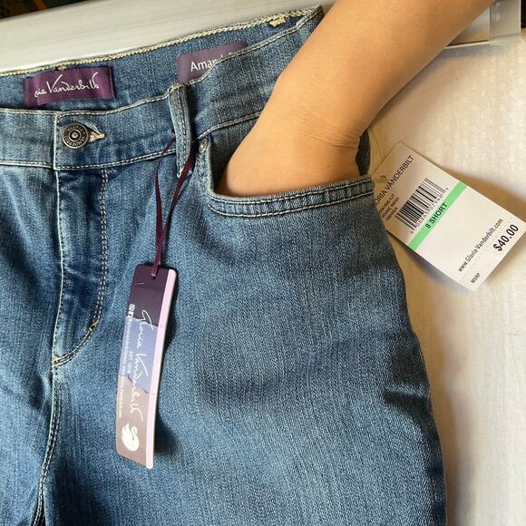 Gloria Vanderbilt Women Amanda Jeans size 8 MissyShort Blue MidRise Stretch Slim - Picture 7 of 11